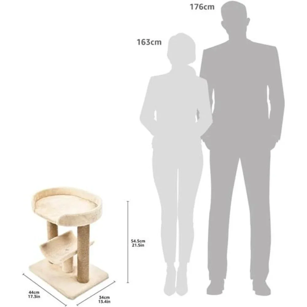 Cat Tree With Scratching Post - 18 x 14 x 22 Inches, Beige